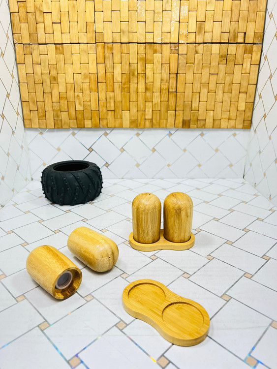 نمک پاش بامبو جفتی سینی دار مدل BM187