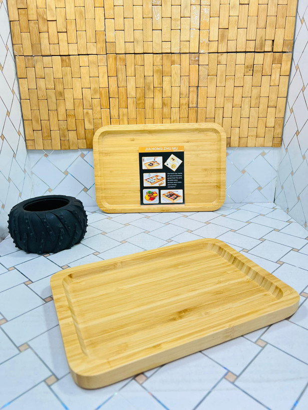 سینی بامبو لبه دار مستطیل ضخیم