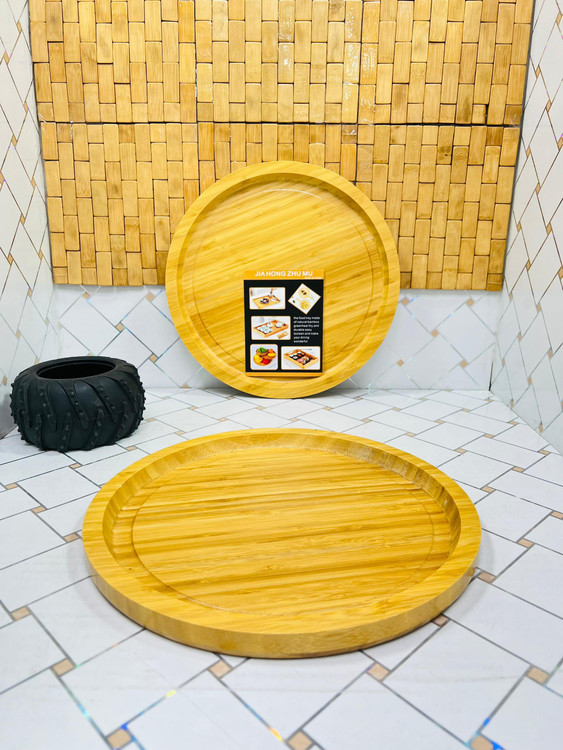 سینی بامبو لبه دار دایره شکل ضخیم