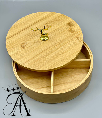 آجیل خوری بامبو گرد درب دار 4 خانه