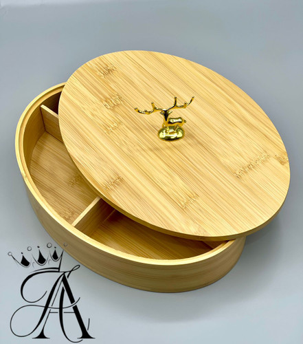 آجیل خوری بامبو بیضی درب دار 4 خانه