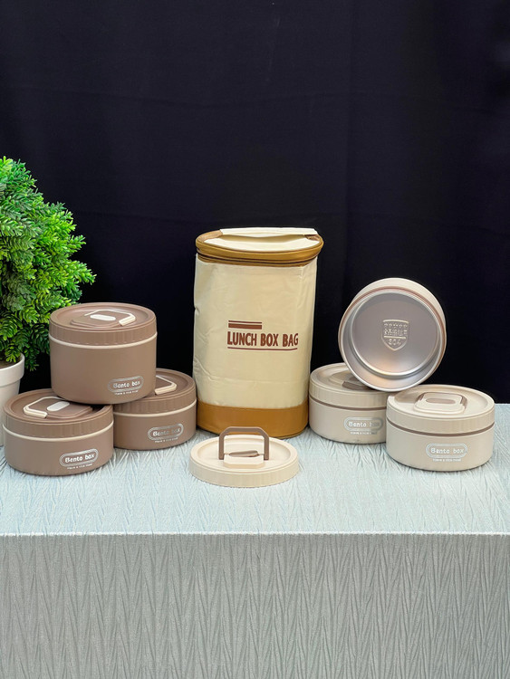 ظرف غذای لانچ باکس داخل استیل 3 تکه همراه با کیف