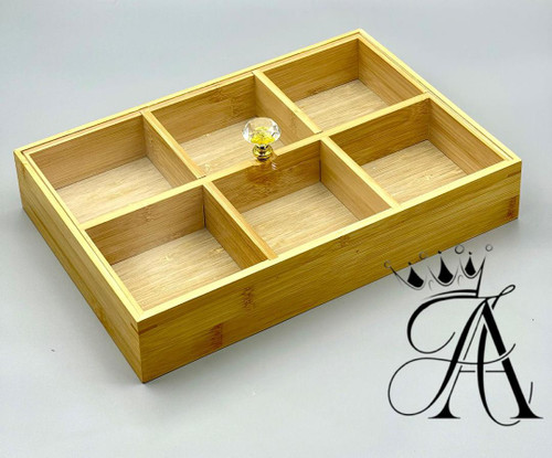 جا آجیل درب دار 6 خانه مستطیل بامبو