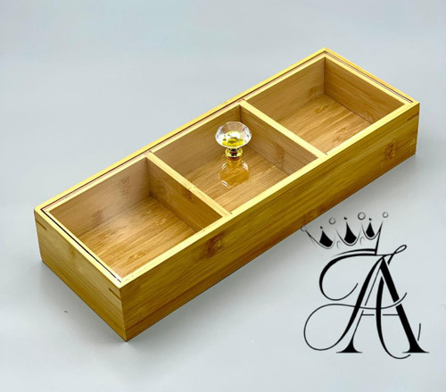 جا آجیل درب دار 3 خانه مستطیل بامبو