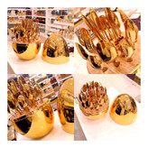 سرویس 25پارچه قاشق چنگال غذاخوری استیل با استند تخم مرغی