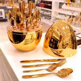 سرویس 25پارچه قاشق چنگال غذاخوری استیل با استند تخم مرغی