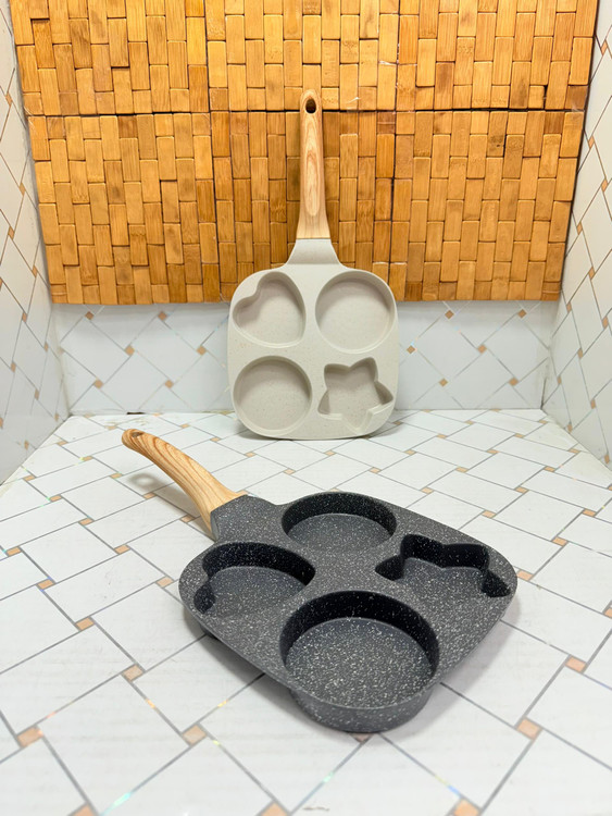 تابه گریل 4 خونه گرانیتی ضخیم مربع شکل دسته چرمی