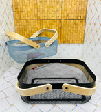 سبد فلزی مستطیل شکل دسته بامبو سایز کوچک