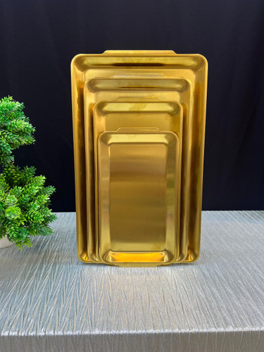 سینی استیل طلایی مستطیل رنگ ثابت