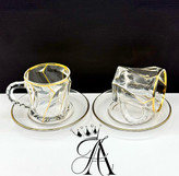 فنجان نعلبکی لب طلایی شفاف