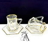 فنجان نعلبکی لب طلایی شفاف