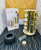 جا ادویه چرخشی طرح گل استیل طلایی