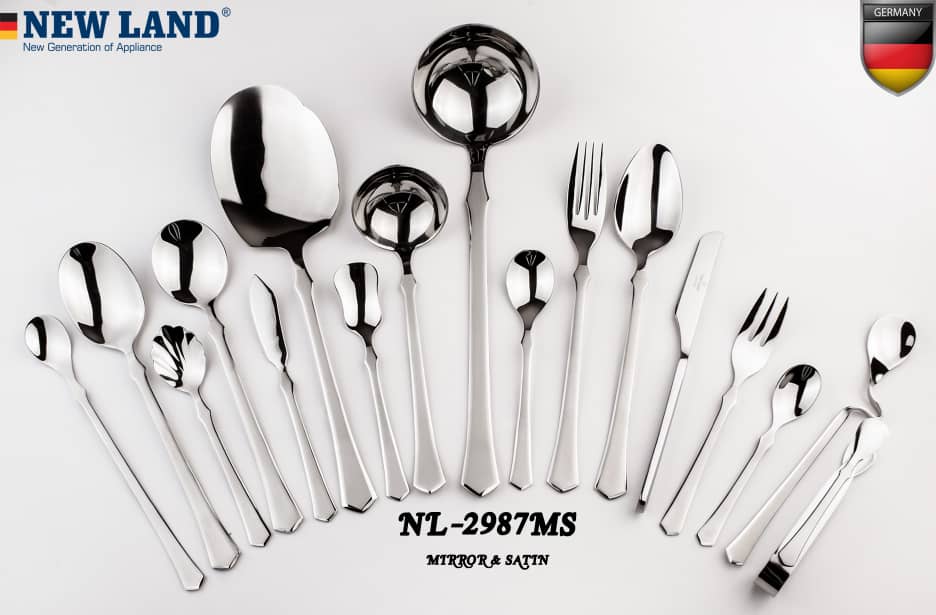 سرویس قاشق و چنگال 135 پارچ 24 نفره صندوق چوبی نیولند مدل 2987NP
