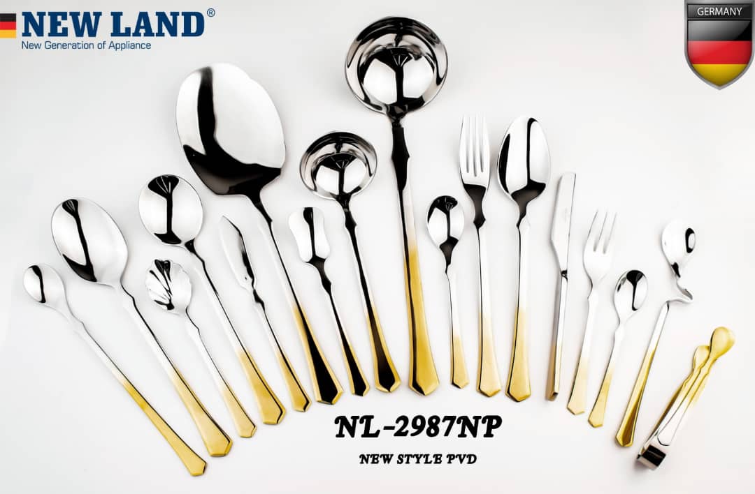 سرویس قاشق و چنگال 135 پارچ 24 نفره صندوق چوبی نیولند مدل 2987NP