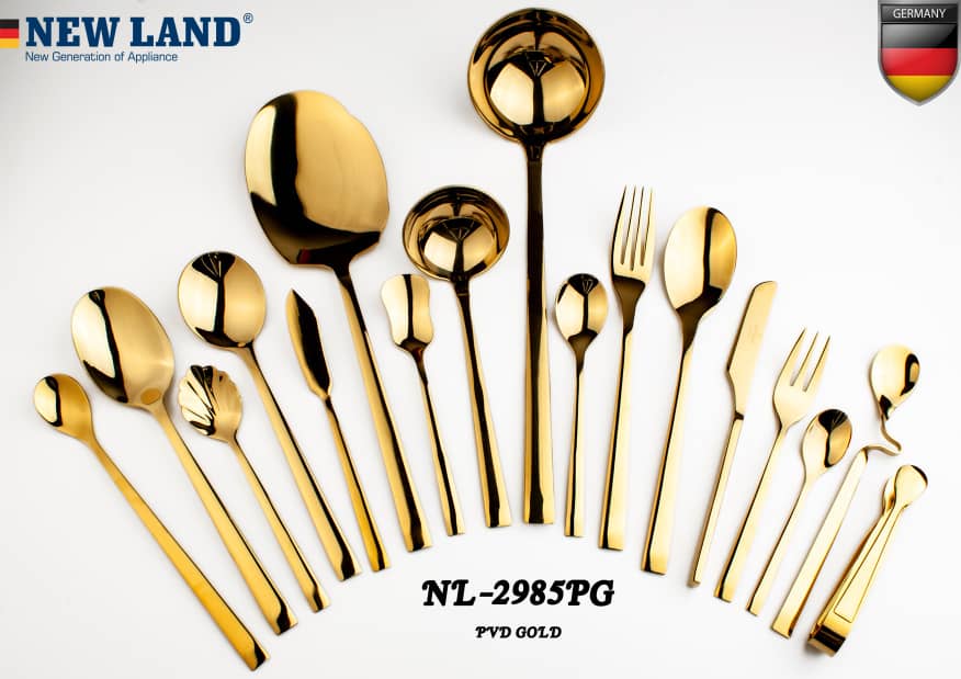 سرویس قاشق و چنگال 135 پارچ 24 نفره صندوق چوبی نیولند مدل 2985MR