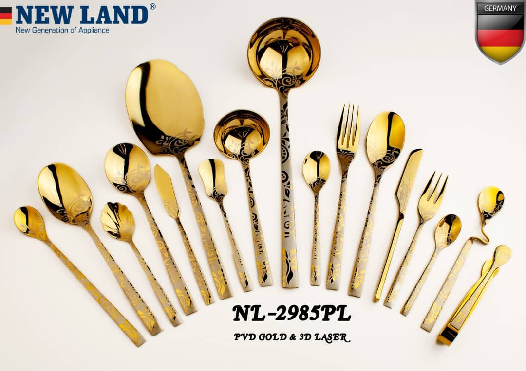 سرویس قاشق و چنگال 135 پارچ 24 نفره صندوق چوبی نیولند مدل 2985MR