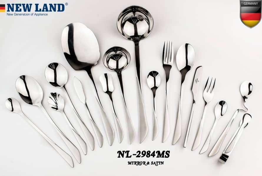 سرویس قاشق و چنگال 135 پارچ 24 نفره صندوق چوبی نیولند مدل 298۴MR