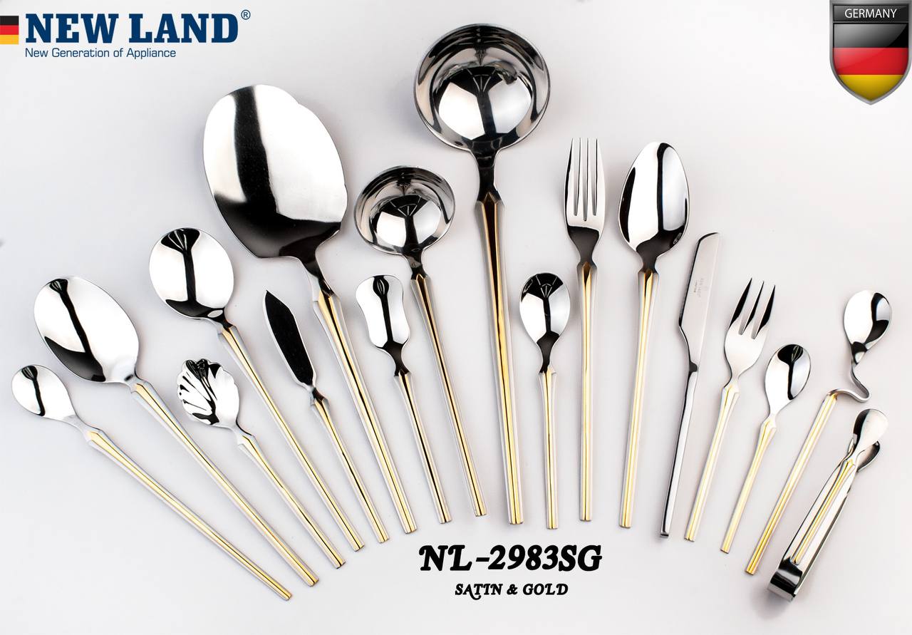سرویس قاشق و چنگال 135 پارچ 24 نفره صندوق چوبی نیولند مدل 298۳MR