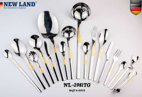 سرویس قاشق و چنگال 135 پارچ 24 نفره صندوق چوبی نیولند مدل 298۱MR
