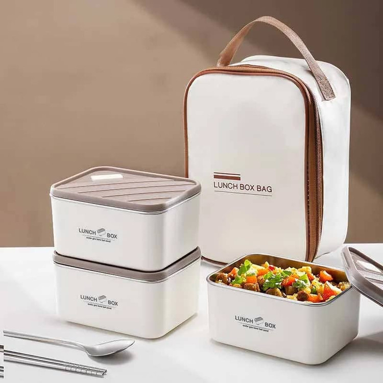 لانچ باکس 3تیکه مستطیل کیف دار