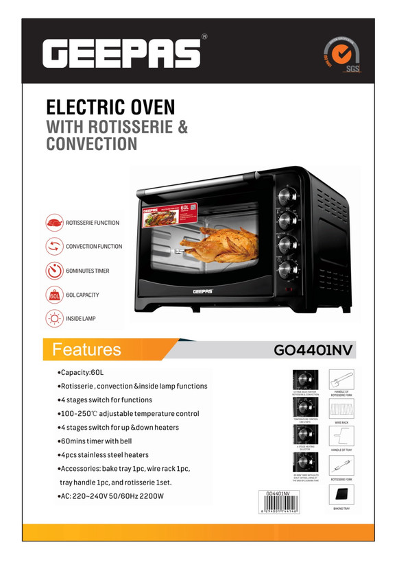 آون توستر جیپاس مدل GO4401N ظرفیت ۶۰ لیتر