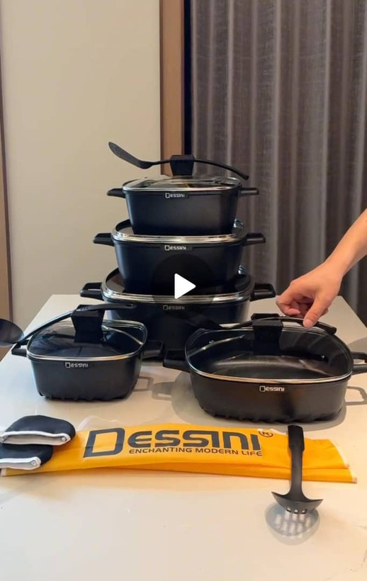 سرویس قابلمه نانو گرانیت طرح مربع شکل ۱۷ پارچه