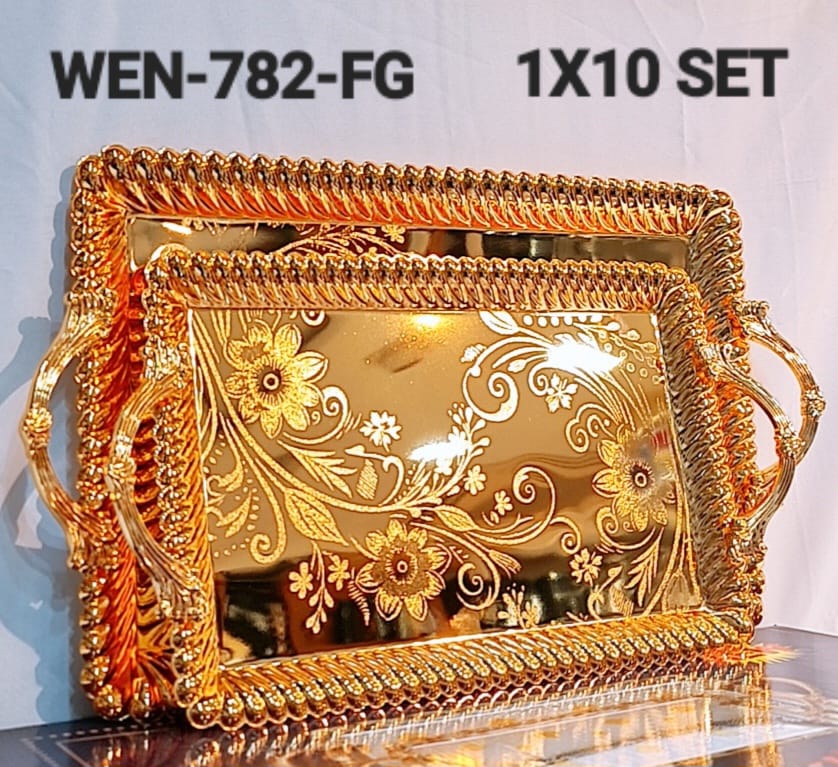 سینی ۲ تیکه پذیرایی طلایی و سیلور  برند رومانتیک