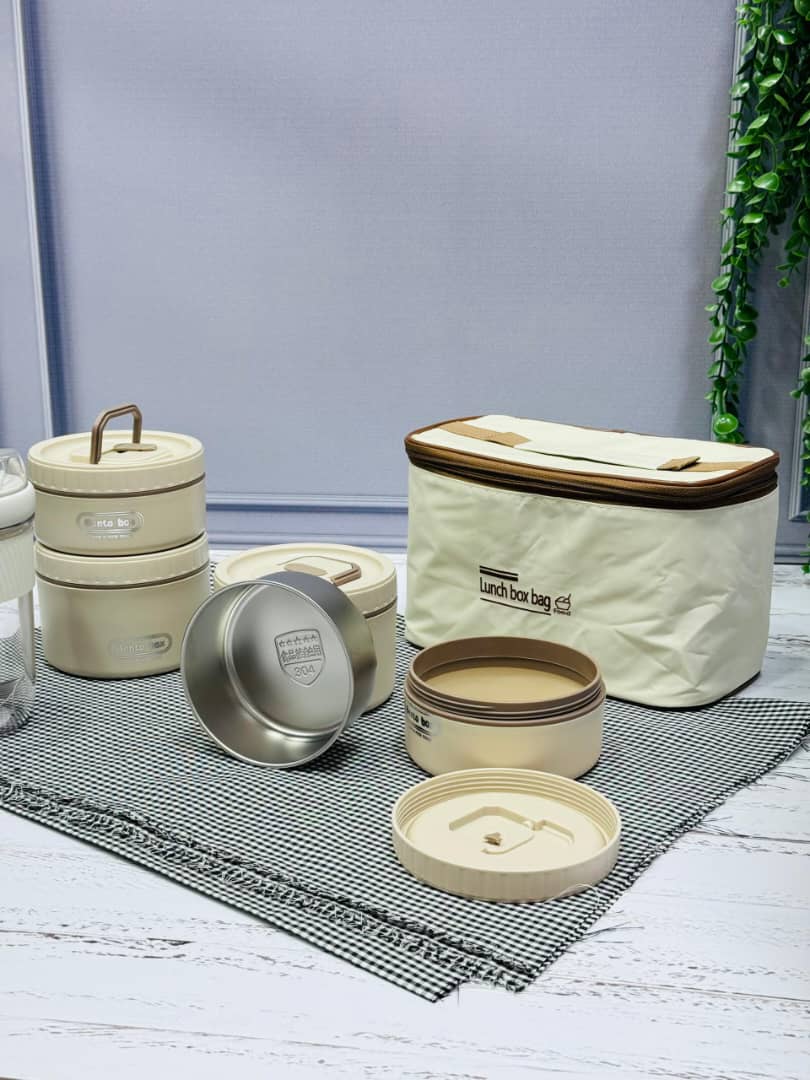 لانچ باکس 4تکه ساک دار داخل استیل