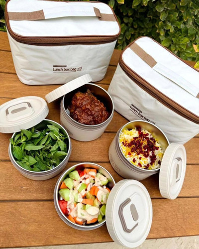 لانچ باکس 4تکه ساک دار داخل استیل