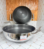 ماهیتابه دو دسته ووک گود استیل 316 ضد زنگ 6 لایه نچسپ لانه زنبوری