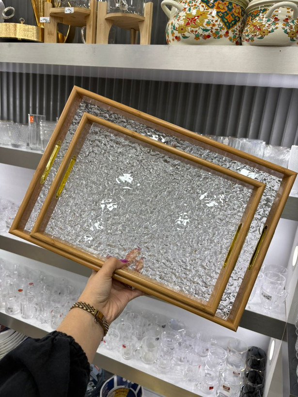 سینی جفتی شیک و مجلسی کف اکرولیک دور بامبو