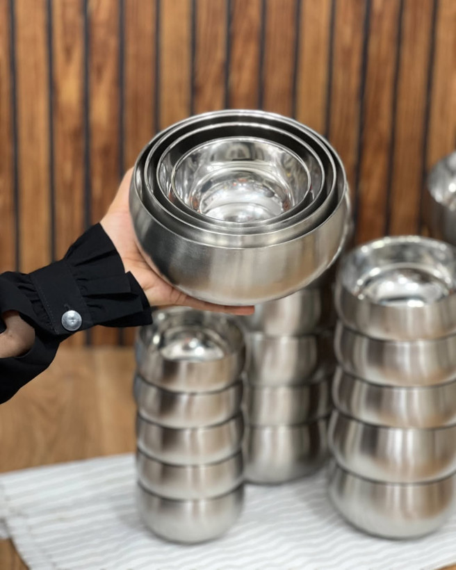 کاسه دوجداره 4تکه جنس استیل با کیفیت