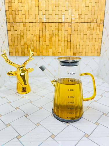 روغن ریز پیرکس ضخیم درب استیل دسته طلایی حجم 800 میل