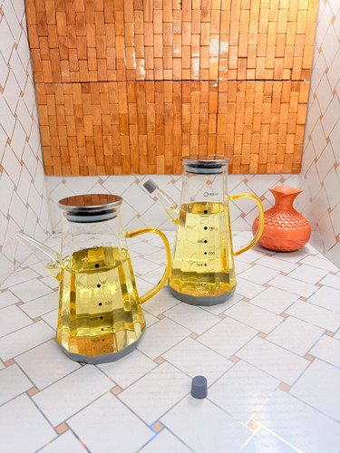 روغن ریز پیرکس ضخیم درب استیل دسته طلایی ترمز دار