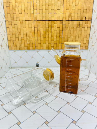 روغن ریز پیرکس ضخیم درب بامبو طرح مربع حجم 1000 میل