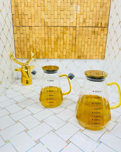 روغن ریز پیرکس ضخیم درب و دسته طلایی طرح الماسی