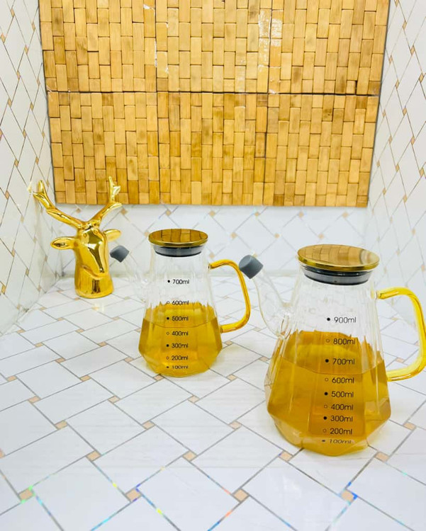 روغن ریز پیرکس ضخیم درب و دسته طلایی طرح الماسی