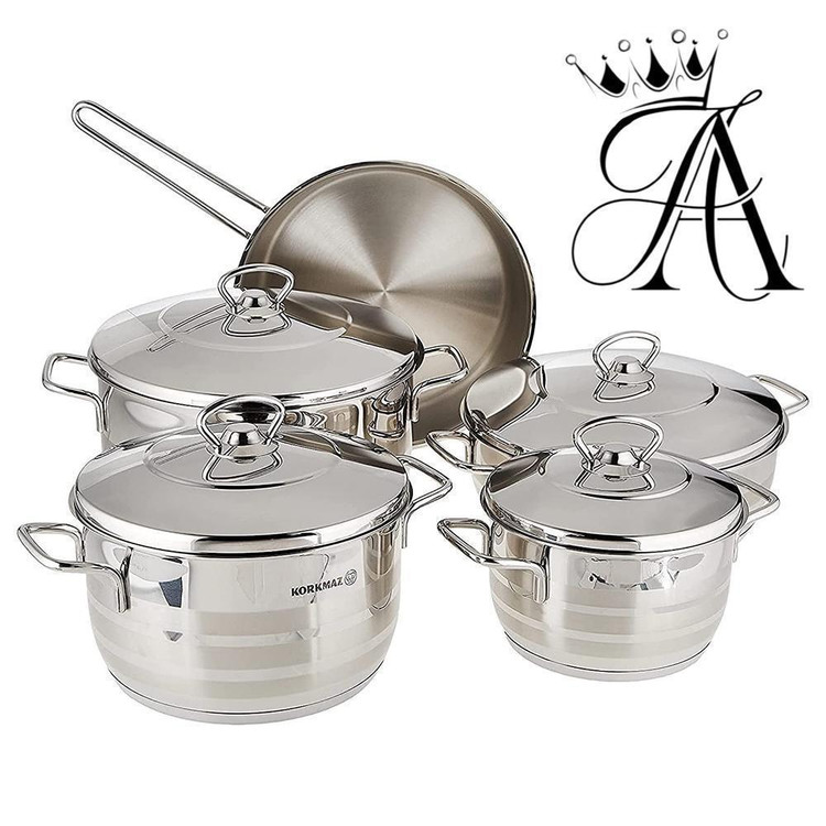 سرویس قابلمه 9 تکه تمام استیل نچسب درب استیل