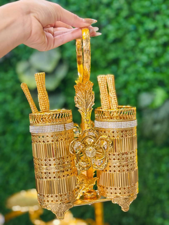 جا قاشقی دو قلو تمام طلایی