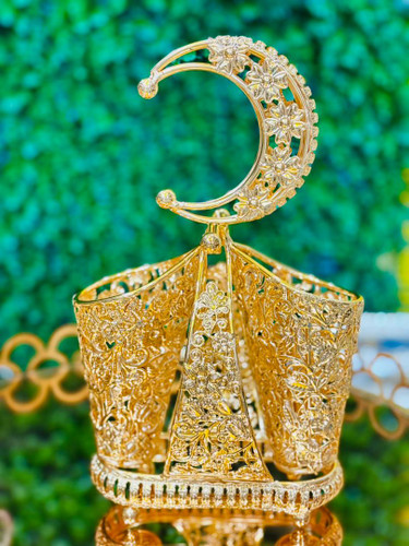 جا قاشقی دو قلو طرح ماه تمام طلایی رنگ ثابت