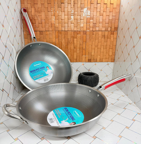 ماهیتابه 2 دسته گود استیل ووک داخل زنبوری ضدخش سایز34