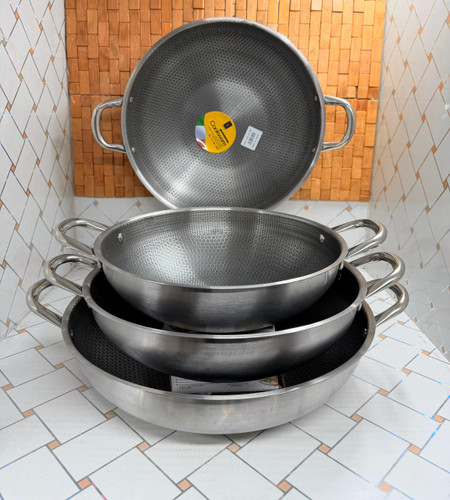 ماهیتابه 2 دسته گود استیل ووک داخل زنبوری 100%ضدخش