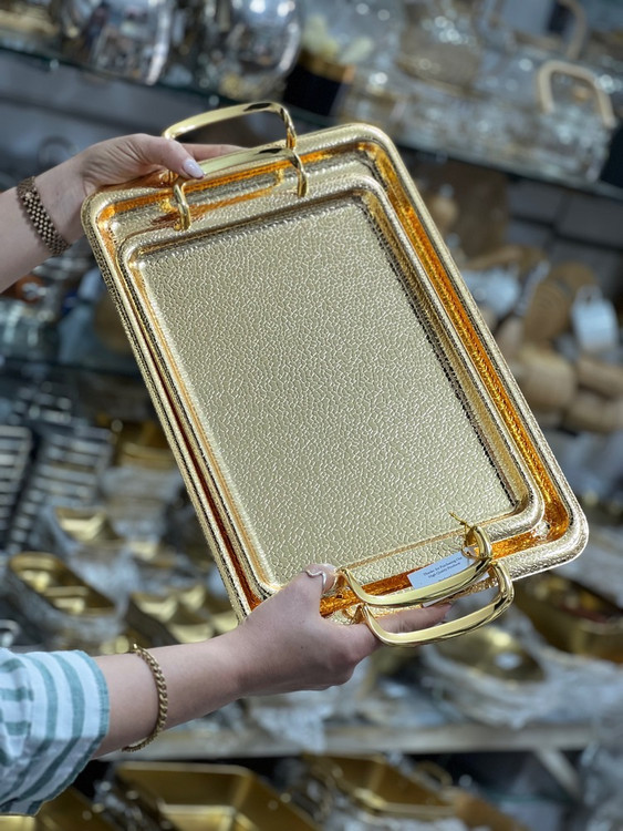 سینی استیل طلایی رمانتیک | وارداتی و ضد زنگ