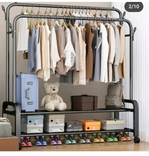 رگال لباس دوبل چرخدار 2 طبقه تحمل وزن 48 کیلو