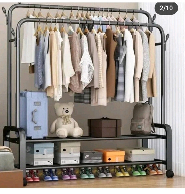 رگال لباس دوبل چرخدار 2 طبقه تحمل وزن 48 کیلو