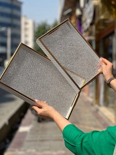 سینی جفتی دور چرم کف اکرولیک وارداتی نشکن