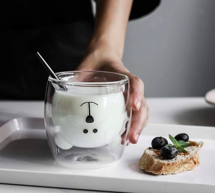 لیوان دوجداره خرسی جنس پیرکس وارداتی