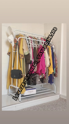 رگال لباس دوبل چرخدار 2 طبقه تحمل وزن 48 کیلو
